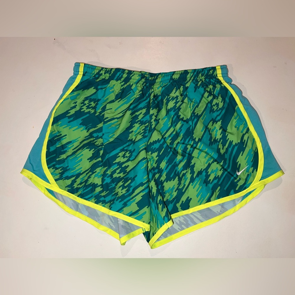 Nike Women's Teal & Neon Yellow Athletic Shorts